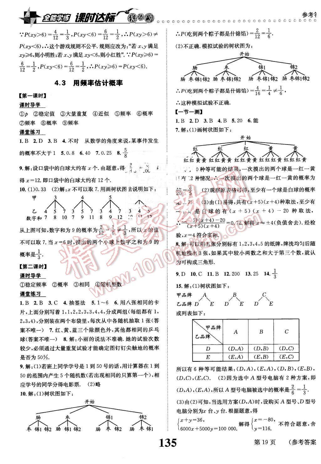 2016年課時達(dá)標(biāo)練與測九年級數(shù)學(xué)下冊湘教版 第19頁