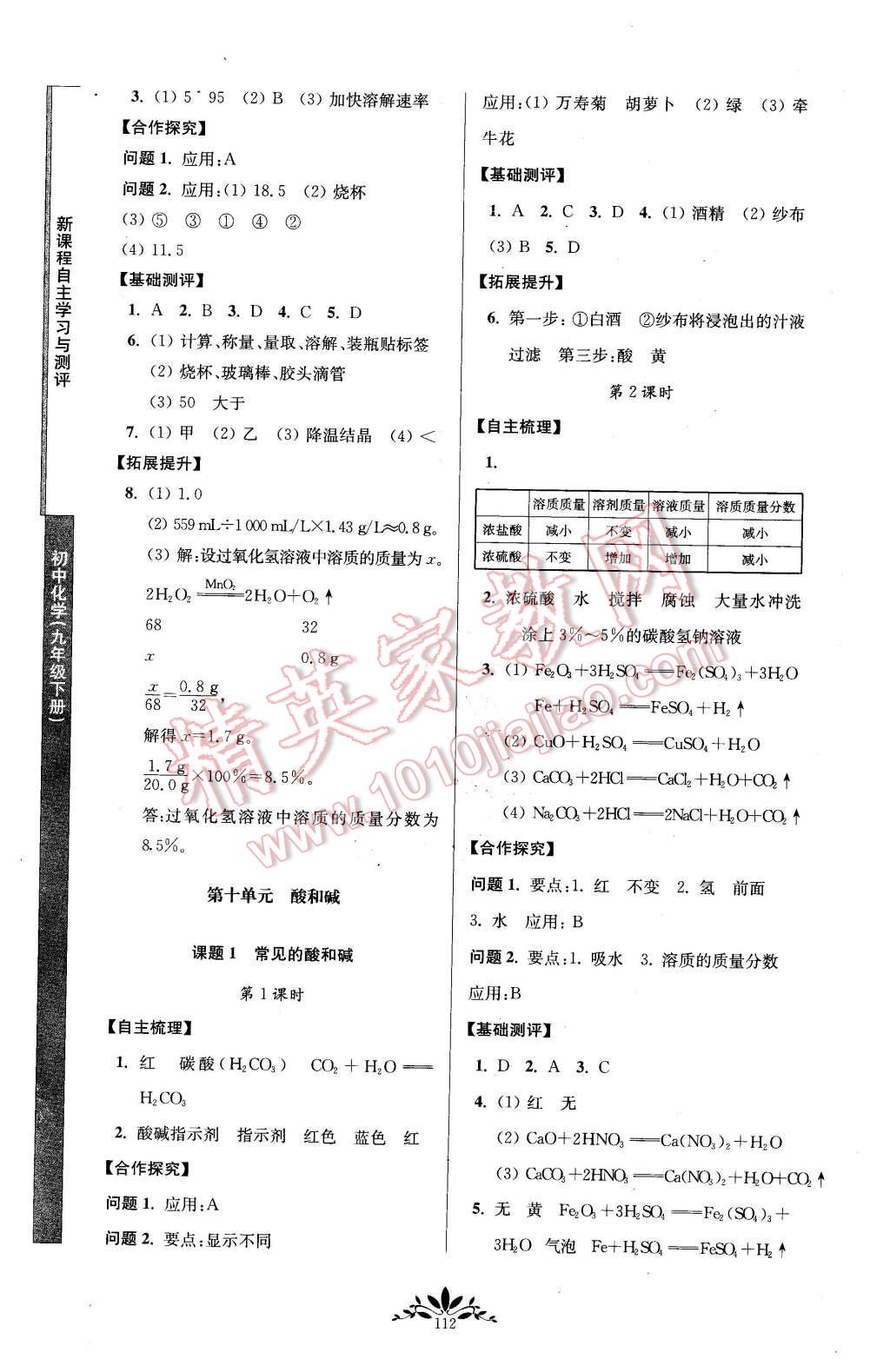 2016年新課程自主學習與測評初中化學九年級下冊人教版 第4頁