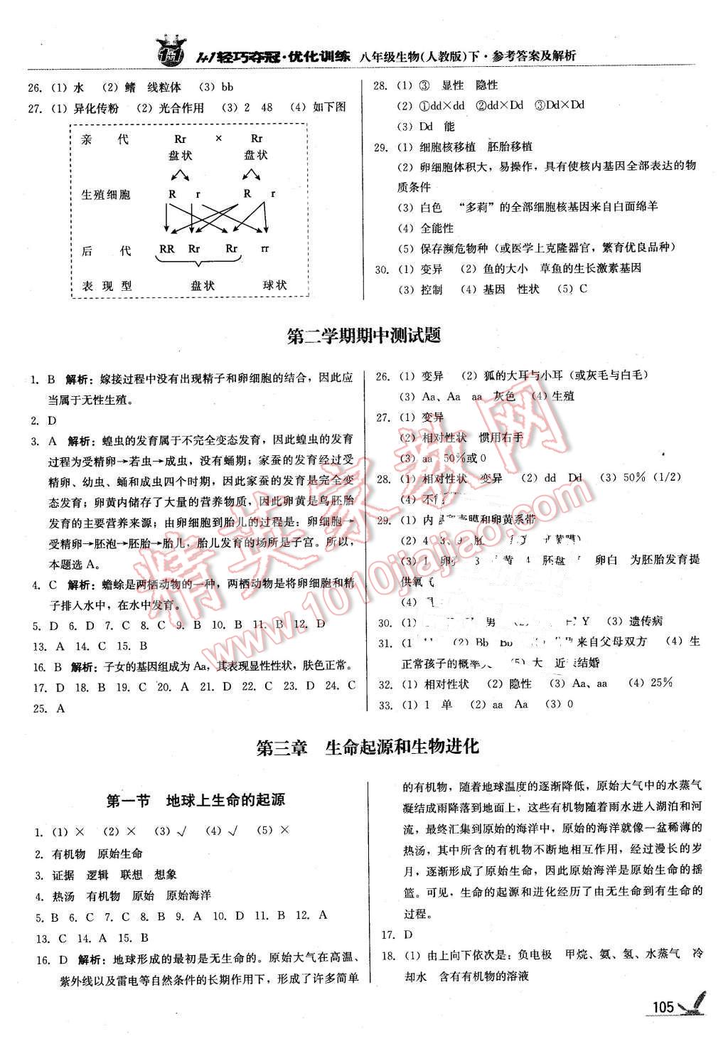 2016年1加1轻巧夺冠优化训练八年级生物下册人教版银版 第10页