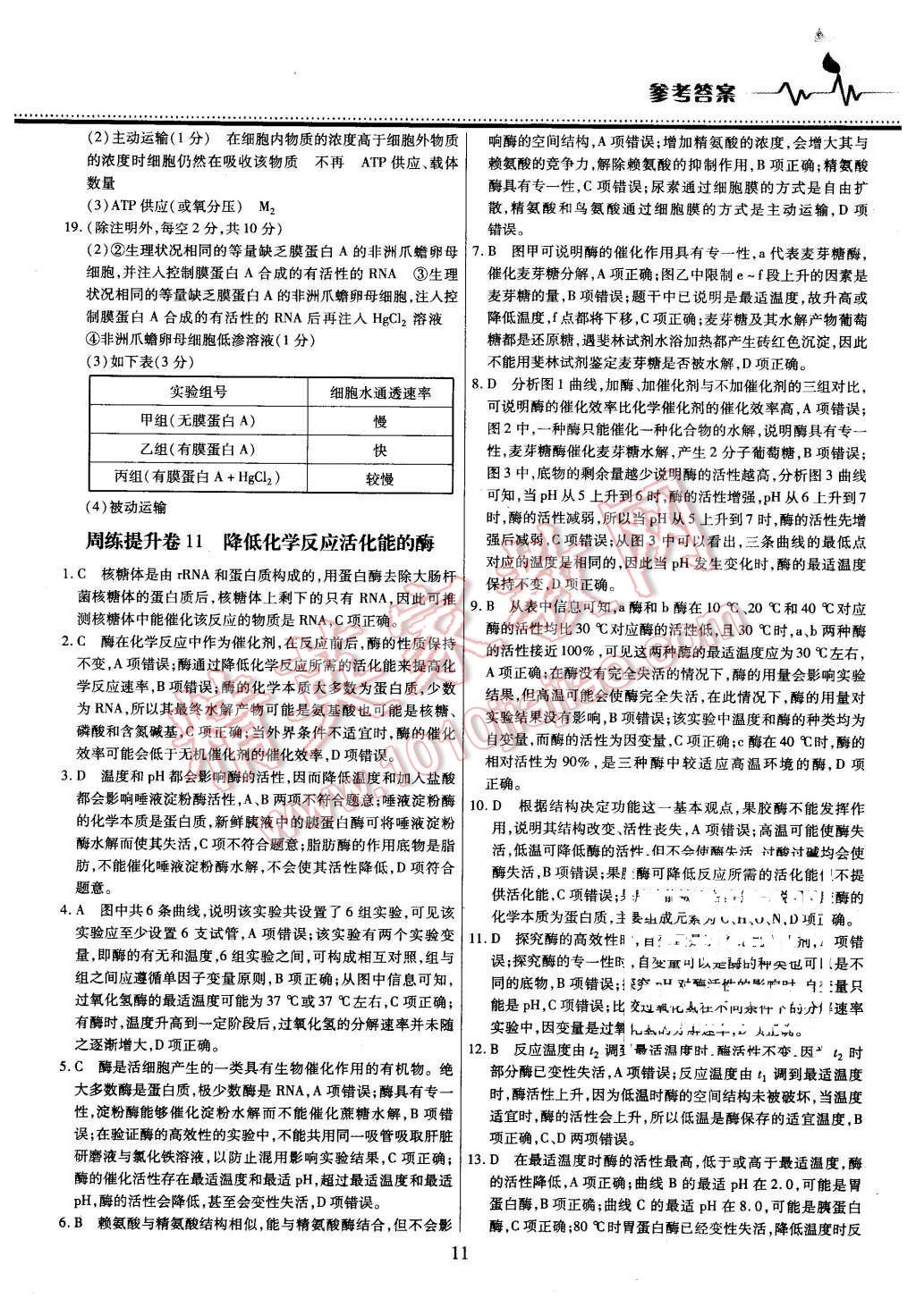 2015年名校戰(zhàn)略高中階段三測卷生物必修1人教版 第11頁