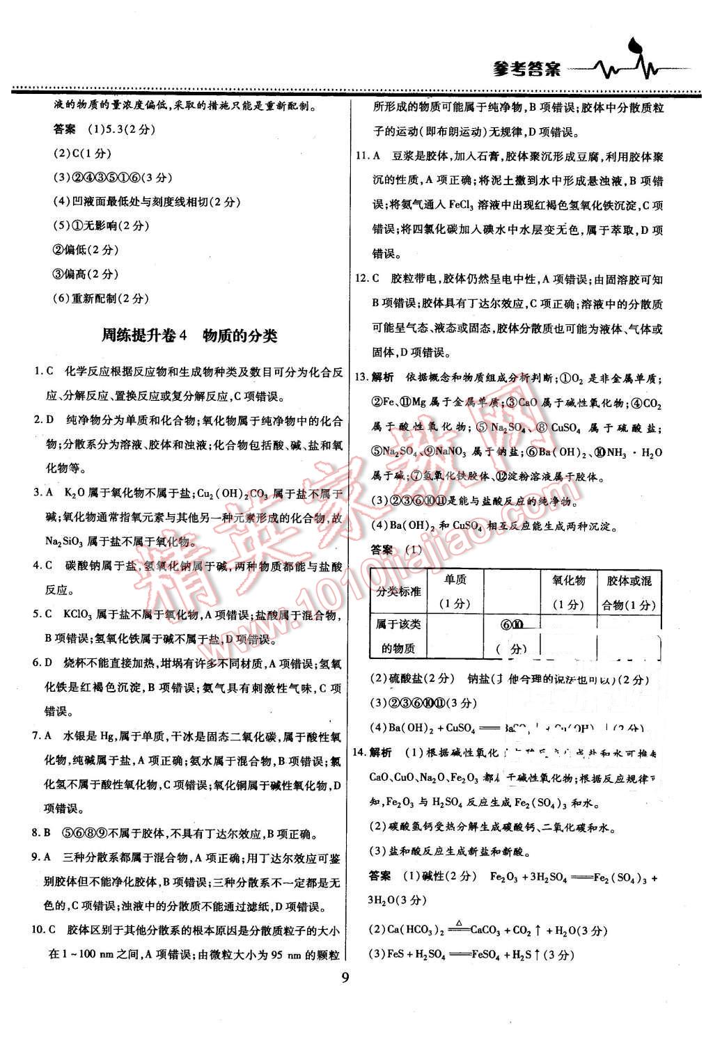 2015年名校戰(zhàn)略高中階段三測卷化學必修1人教版 第9頁