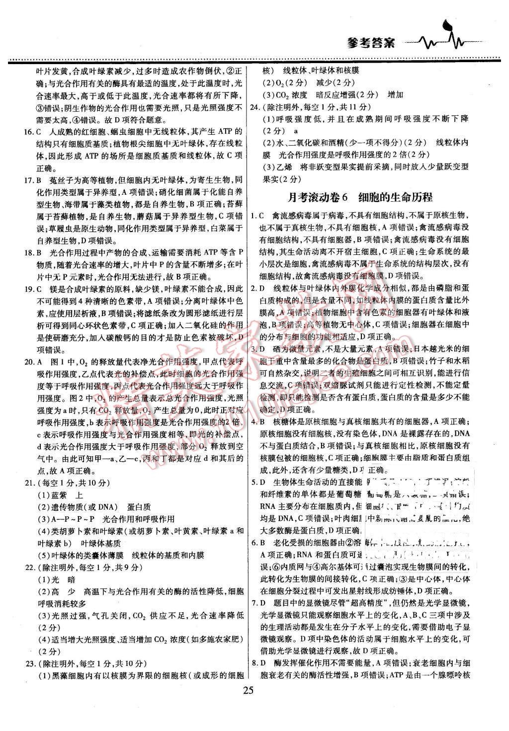 2015年名校戰(zhàn)略高中階段三測卷生物必修1人教版 第25頁