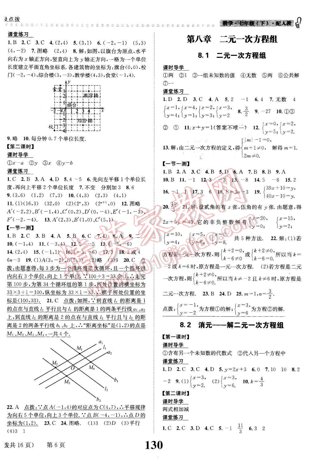 2016年課時(shí)達(dá)標(biāo)練與測七年級(jí)數(shù)學(xué)下冊(cè)人教版 第6頁