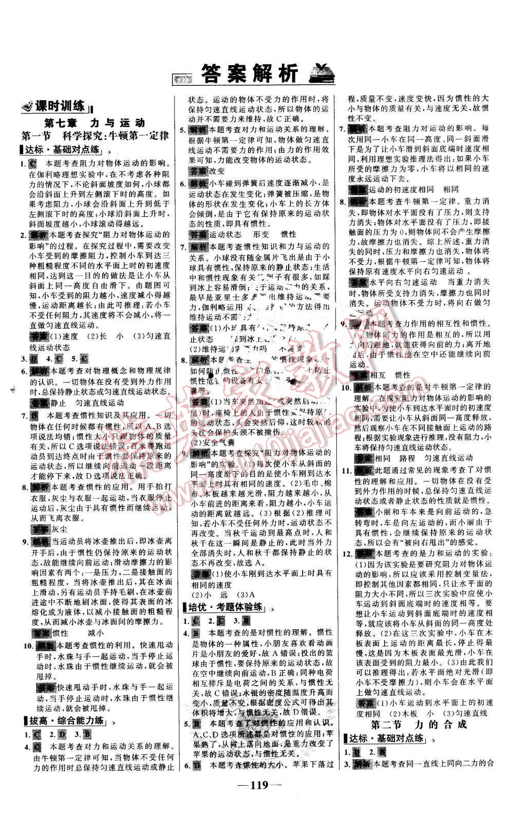 2016年世紀(jì)金榜百練百勝八年級(jí)物理下冊(cè)滬科版 第1頁(yè)