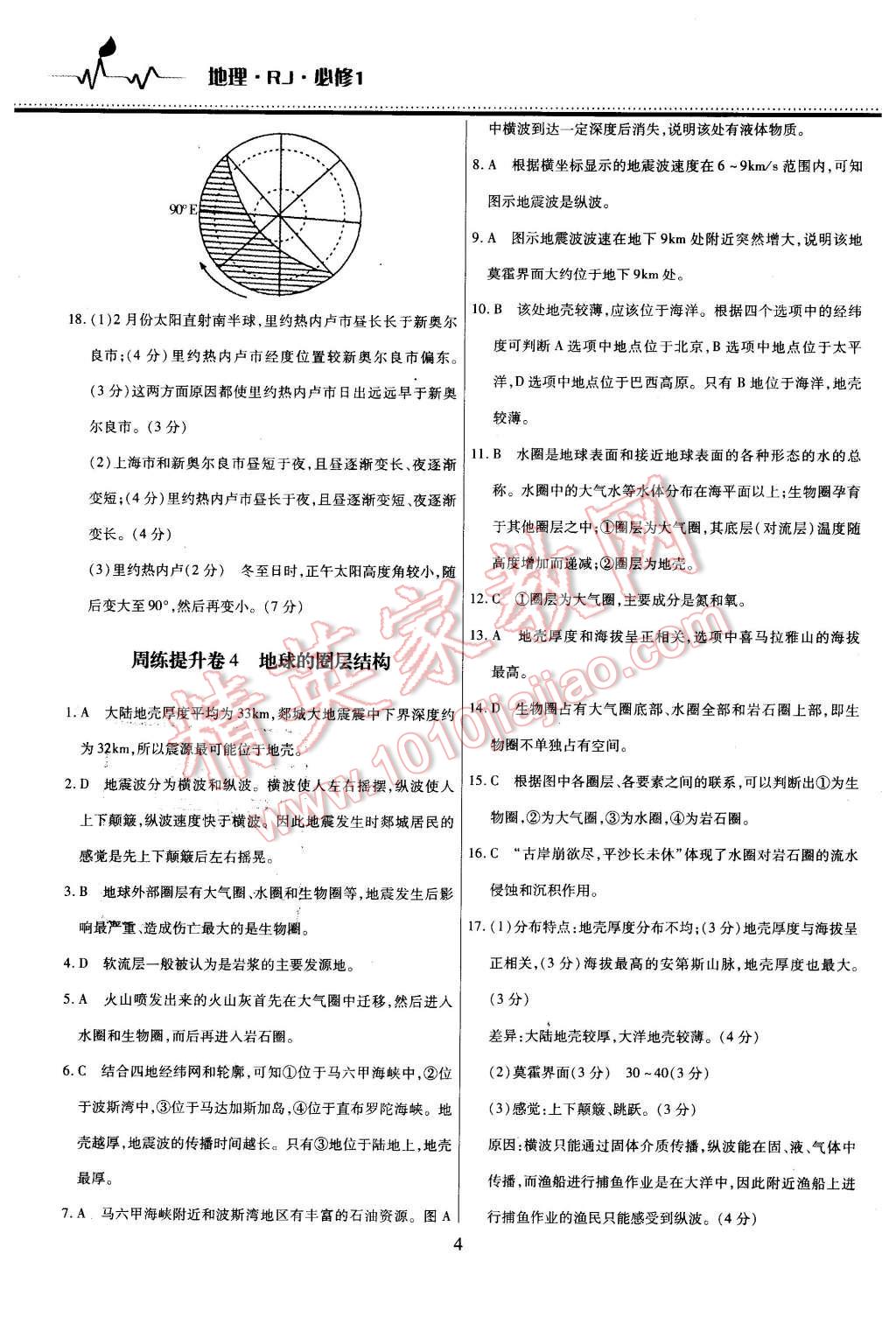 2015年名校戰(zhàn)略高中階段三測卷地理必修1人教版 第4頁