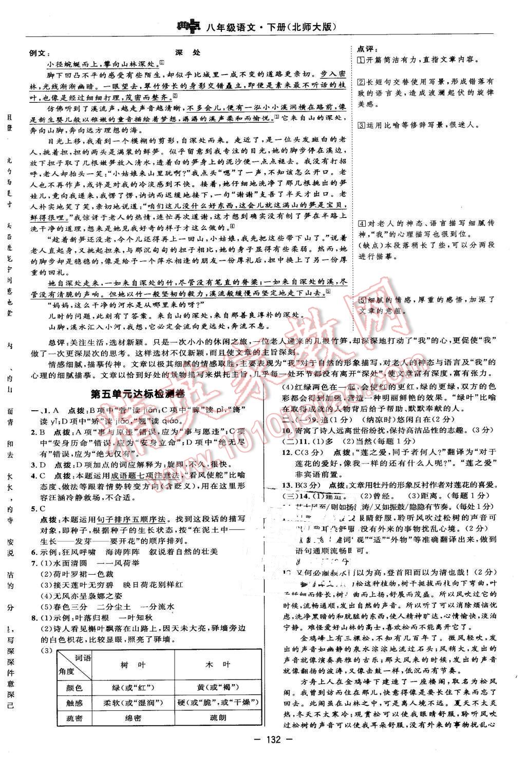 2016年綜合應用創(chuàng)新題典中點八年級語文下冊北師大版 第6頁