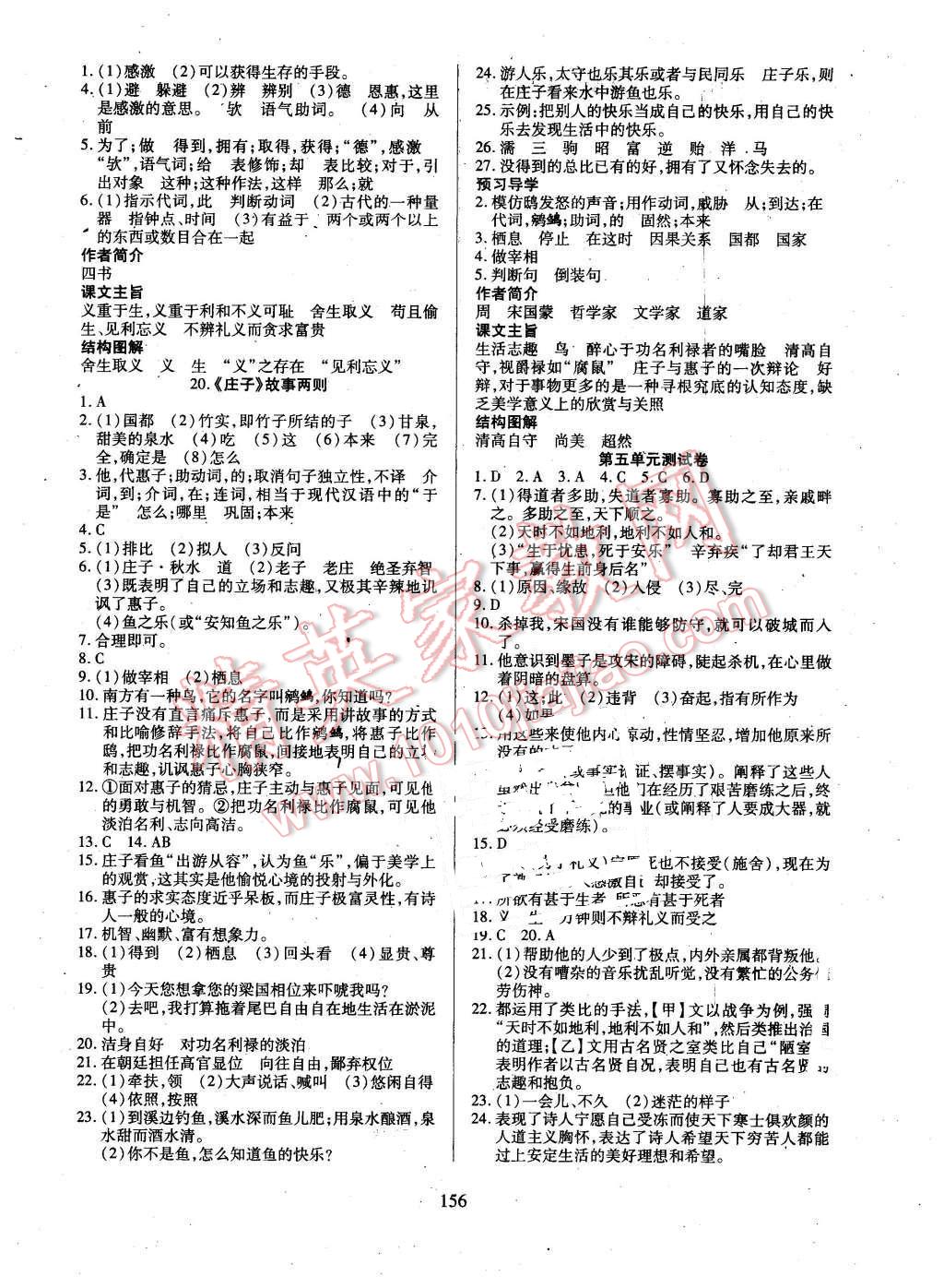 2016年有效课堂课时导学案九年级语文下册人教版 第14页