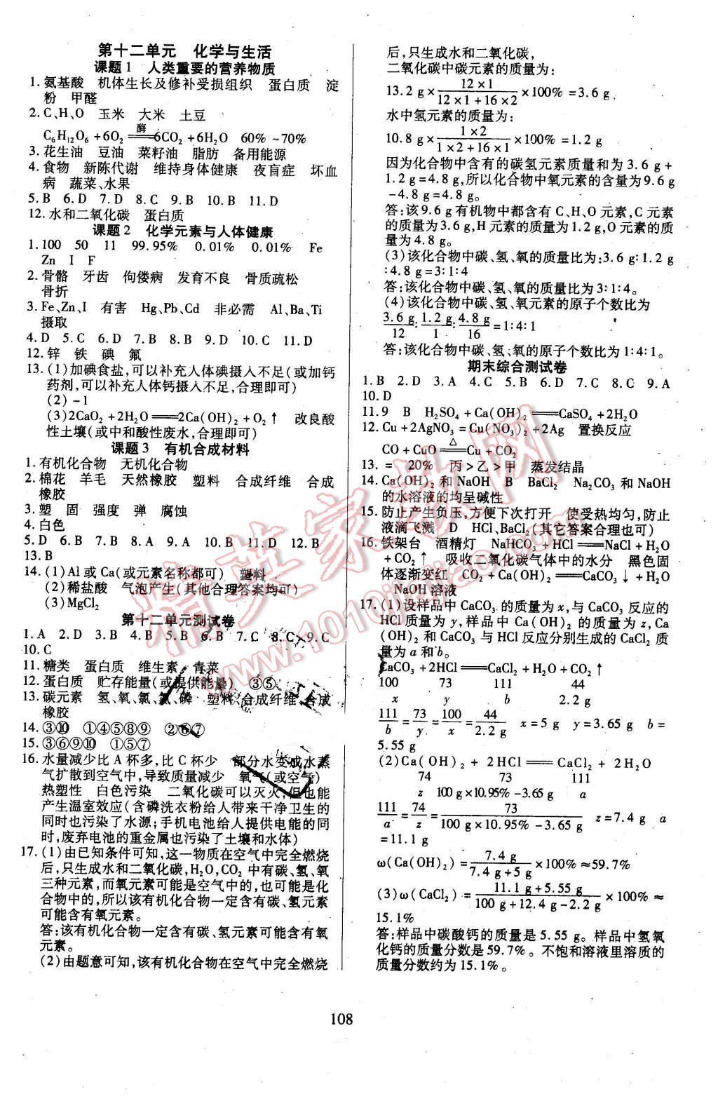 2016年有效课堂课时导学案九年级化学下册人教版 第16页