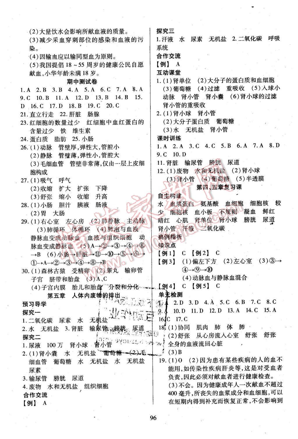 2016年有效课堂课时导学案七年级生物下册人教版 第8页