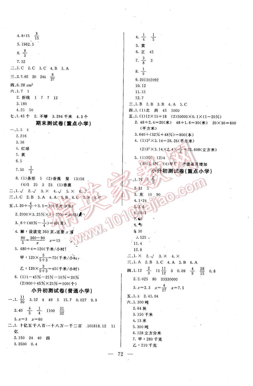 2016年黄冈教程全优冲刺100分小升初六年级数学下册人教版 第4页