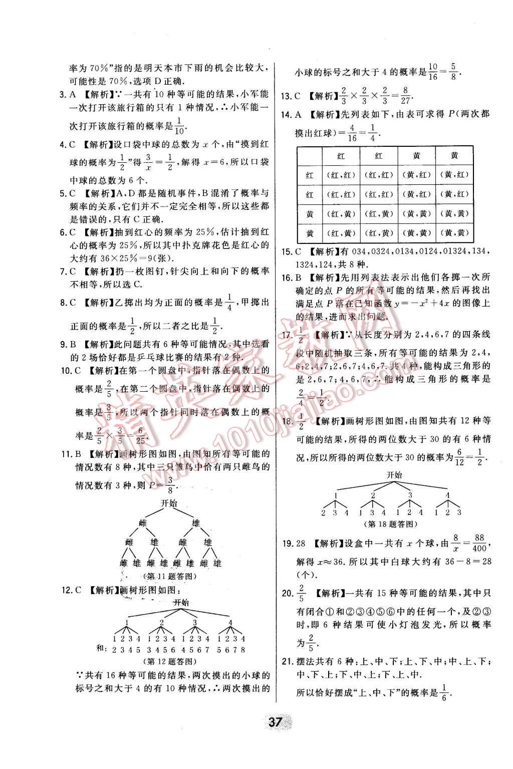 2016年北大綠卡九年級數(shù)學下冊冀教版 第37頁