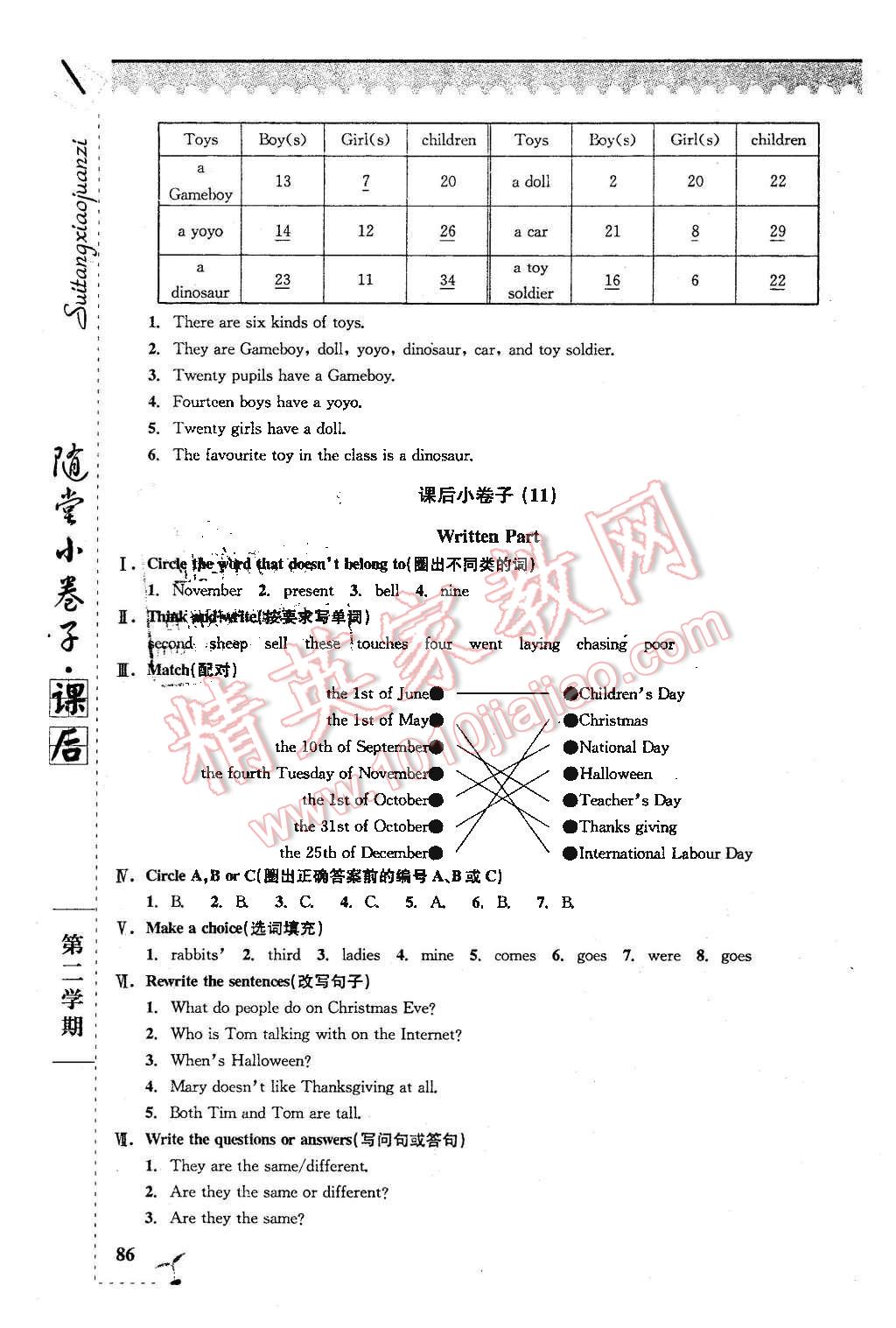 2016年隨堂小卷子課后卷五年級(jí)英語(yǔ)下冊(cè)牛津版 第20頁(yè)