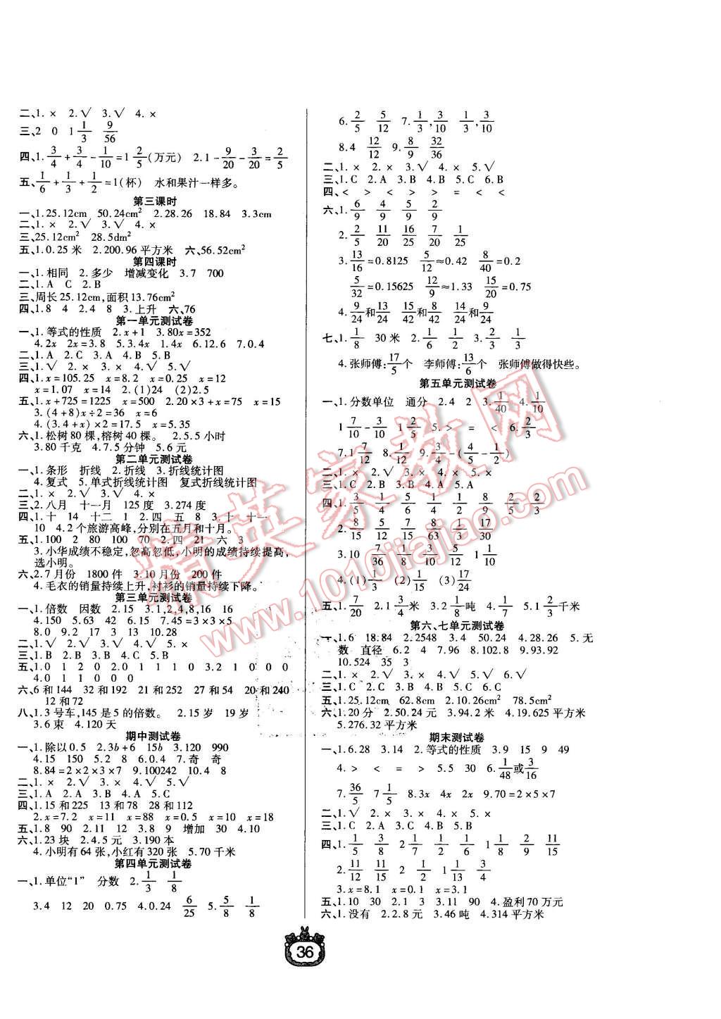 2016年世纪百通课时作业五年级数学下册江苏版 第4页