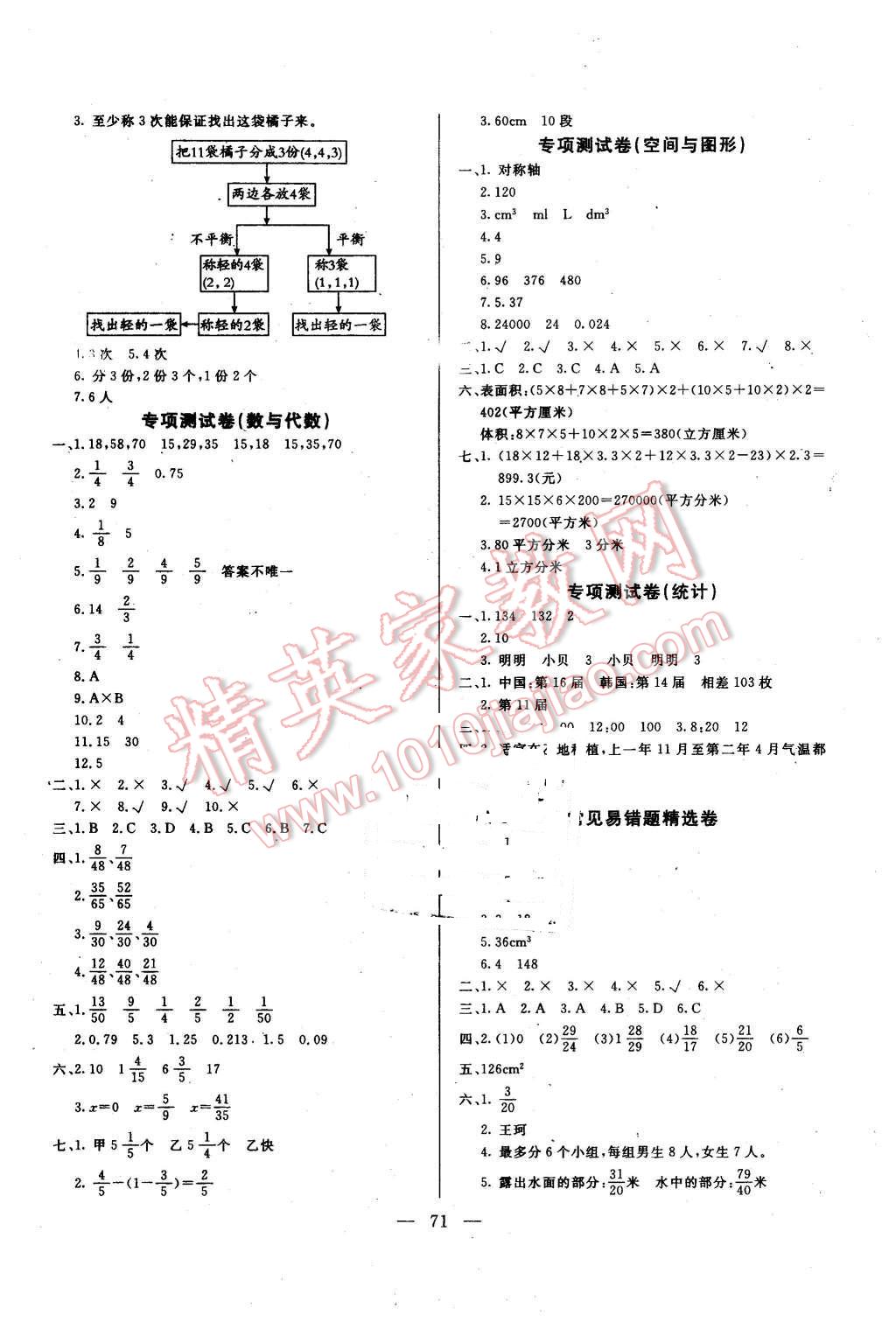 2016年黄冈教程全优冲刺100分五年级数学下册人教版 第3页