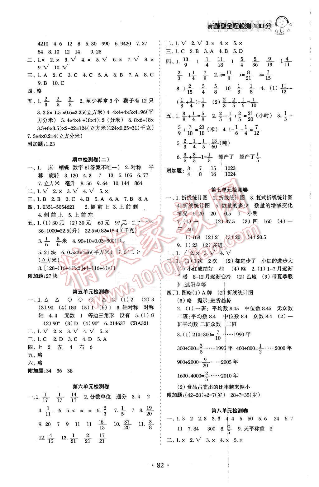 2016年新題型黃岡全程檢測100分五年級數(shù)學(xué)下冊人教版 第2頁