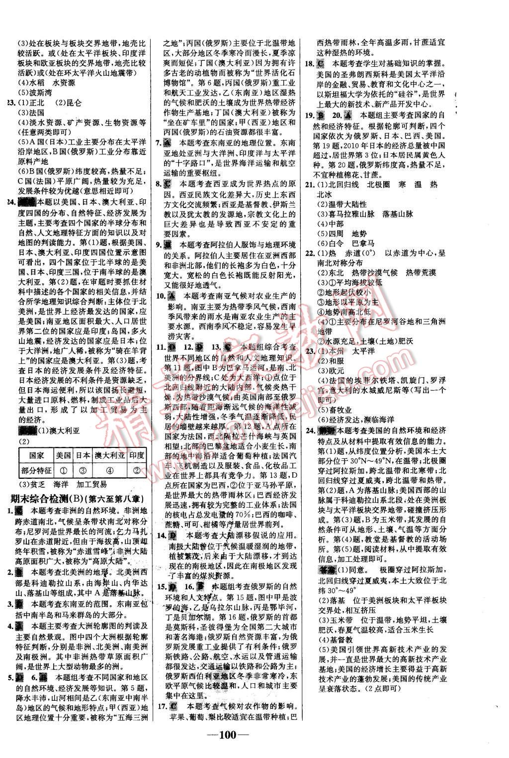 2016年世紀(jì)金榜百練百勝七年級地理下冊湘教版 第16頁