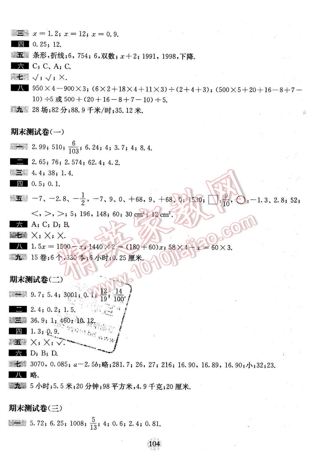 2016年期終沖刺百分百五年級數(shù)學(xué)第二學(xué)期 第6頁