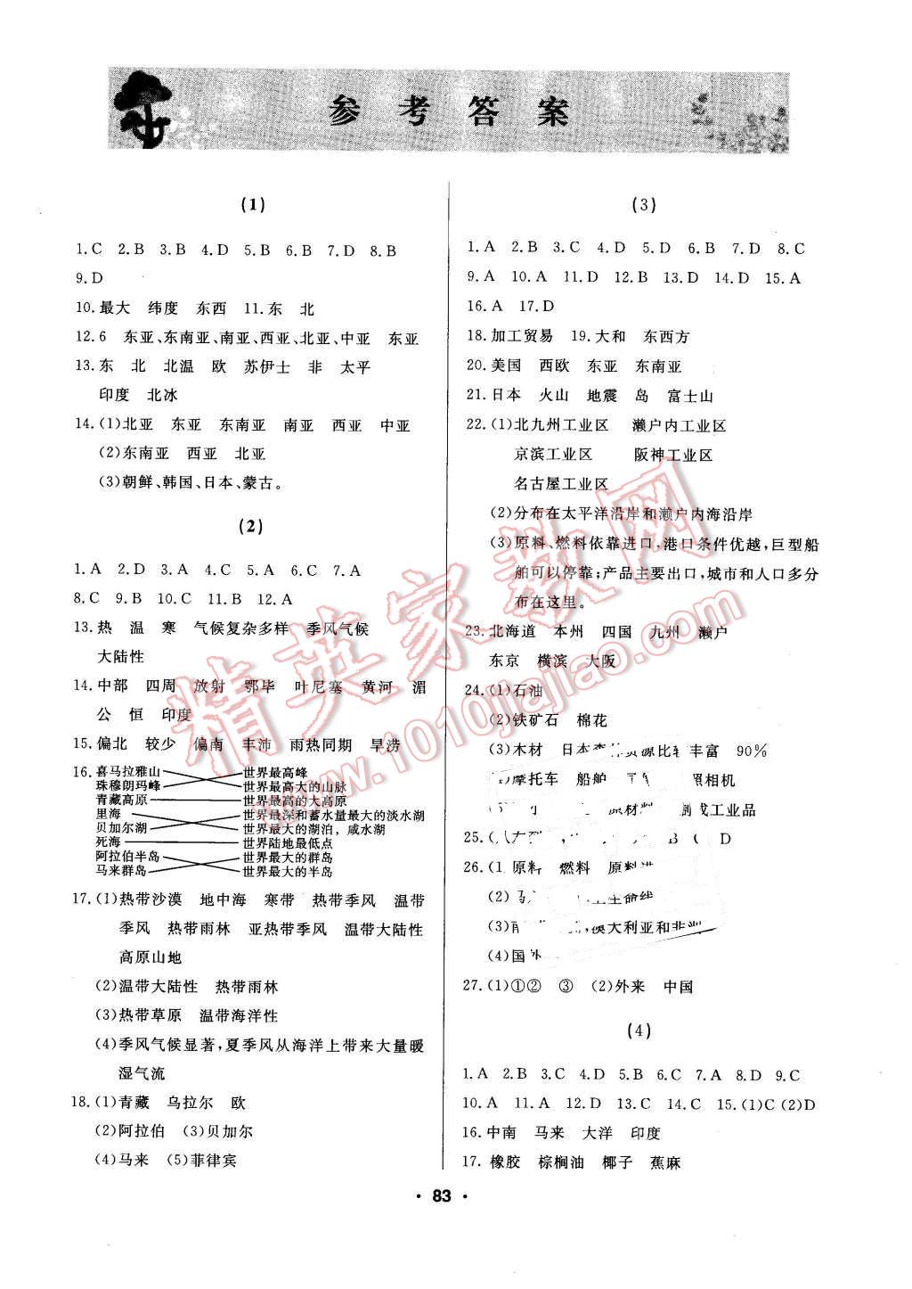 2016年試題優(yōu)化課堂同步七年級(jí)地理下冊(cè)人教版 第1頁