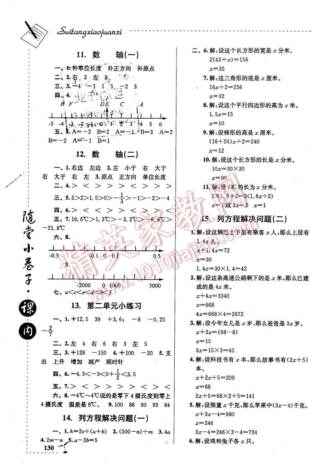 2016年隨堂小卷子課內(nèi)卷五年級數(shù)學下冊 第2頁