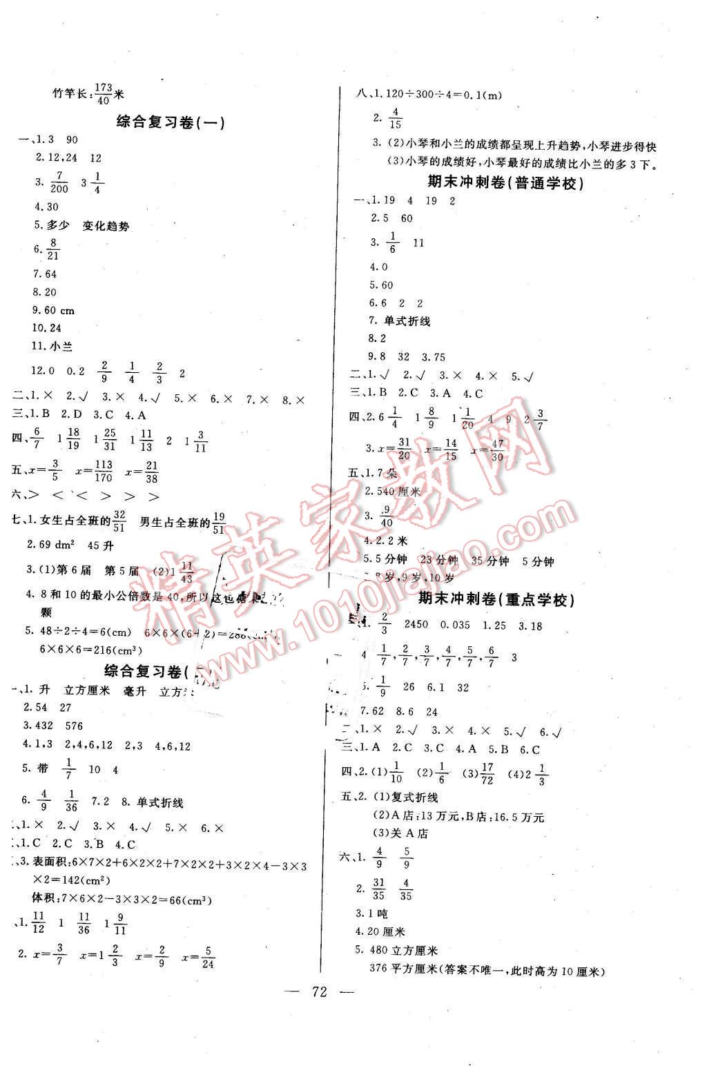 2016年黃岡教程全優(yōu)沖刺100分五年級數(shù)學(xué)下冊人教版 第4頁