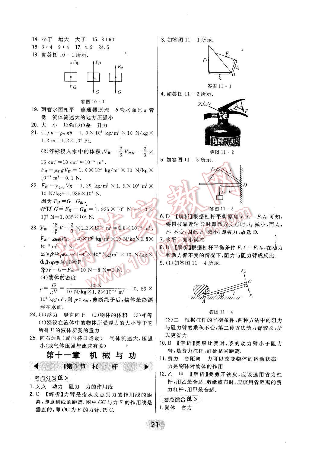 2016年北大綠卡課時同步講練八年級物理下冊教科版 第21頁