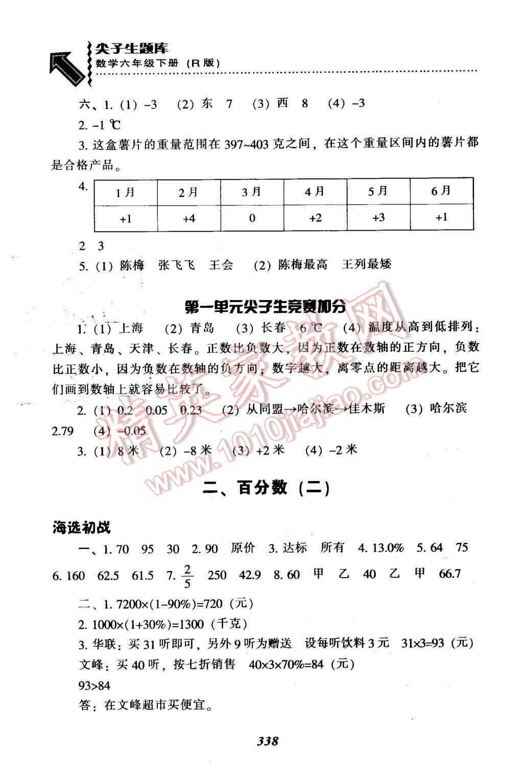 2016年尖子生题库六年级数学下册人教版 第4页