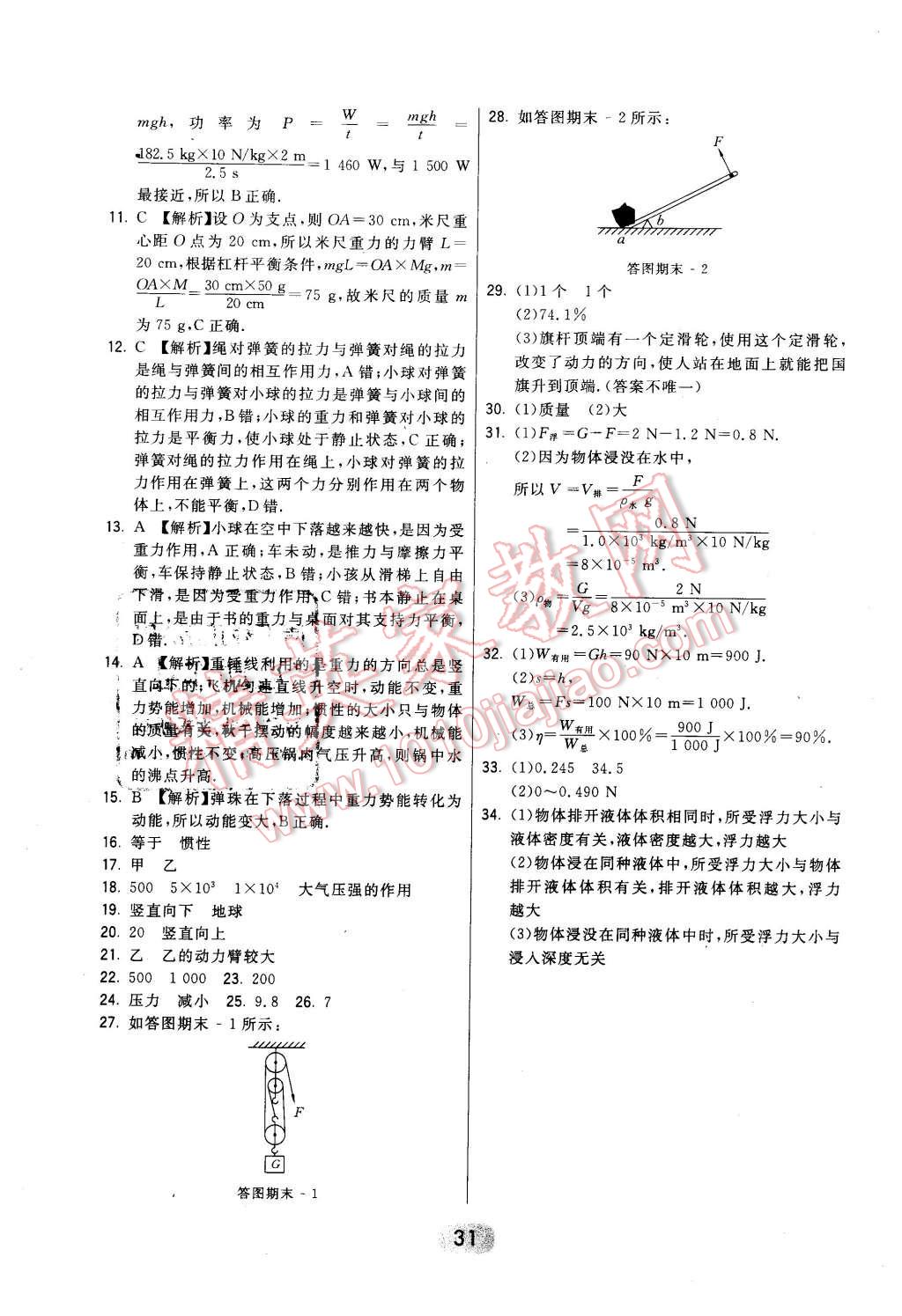 2016年北大綠卡課時同步講練八年級物理下冊教科版 第31頁