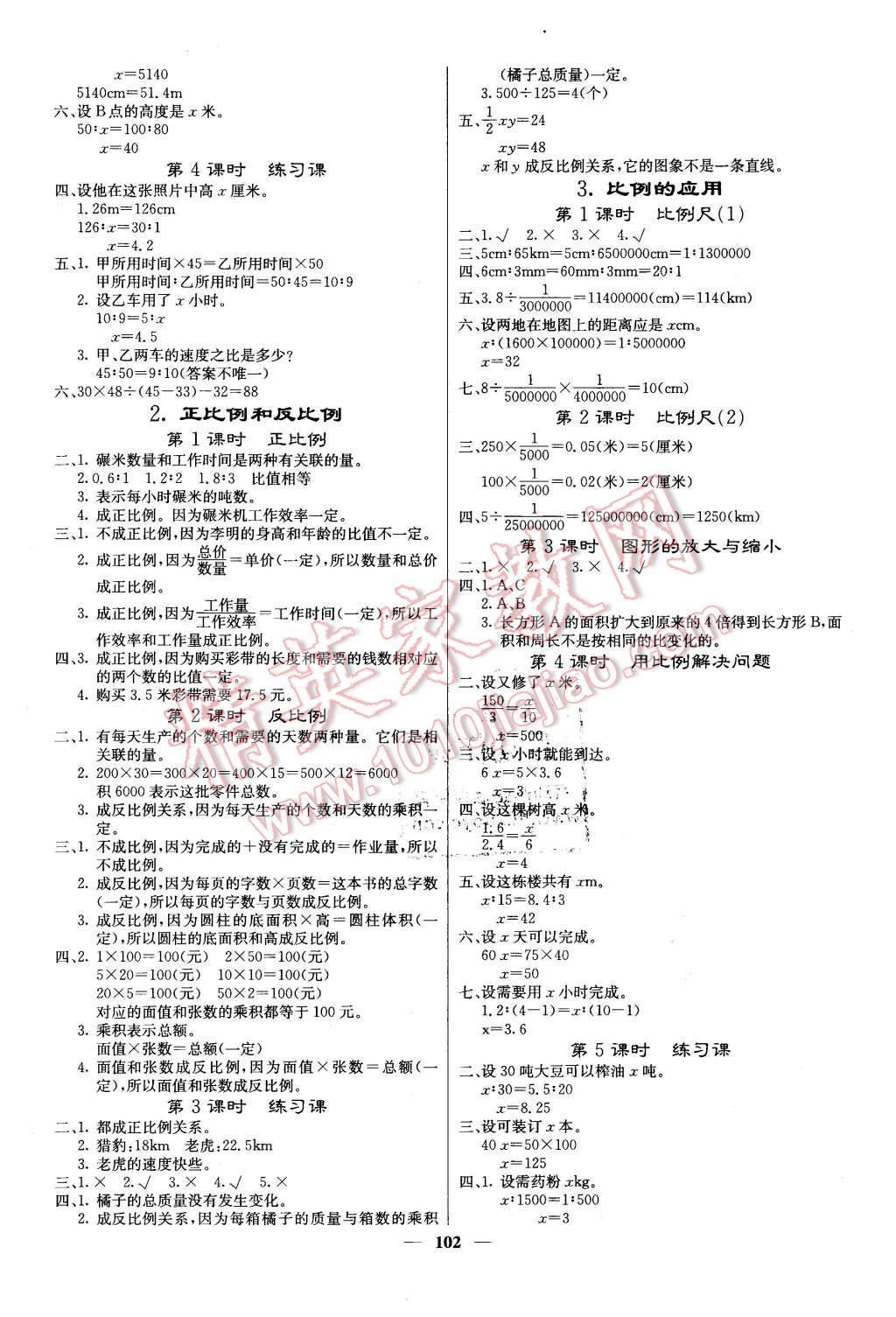 2016年课堂点睛六年级数学下册人教版 第3页