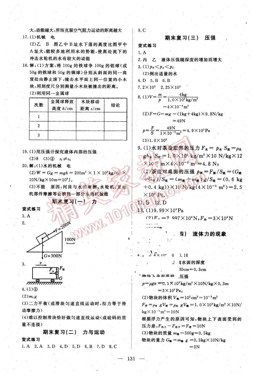 2016年351高效课堂导学案八年级物理下册教科版 第15页