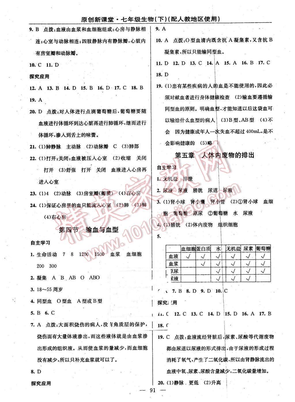 2016年原創(chuàng)新課堂七年級生物下冊人教版 第5頁