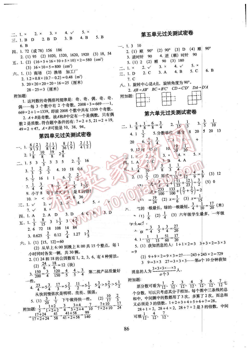 2016年期末冲刺100分五年级数学下册人教版 第2页