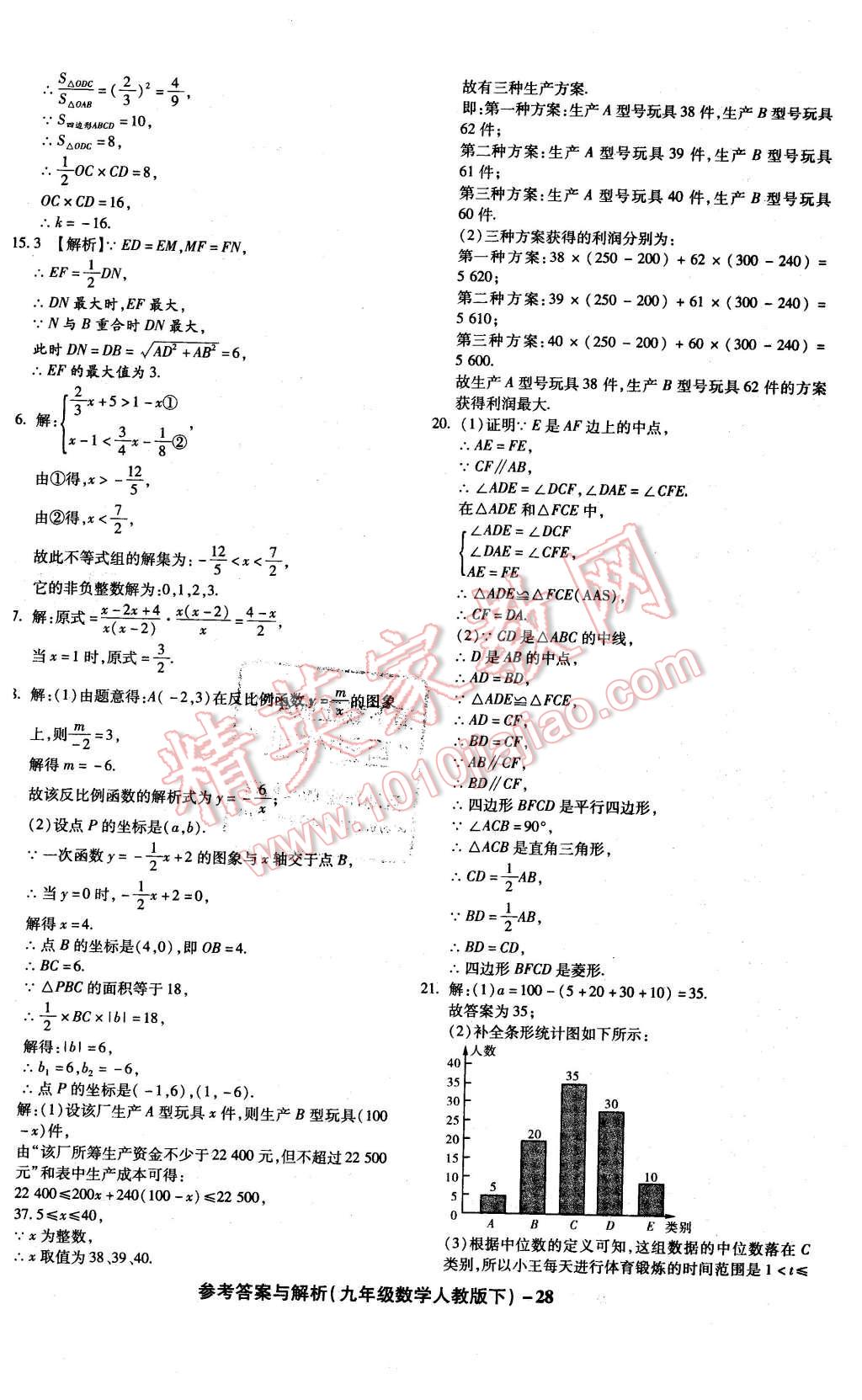 2016年練考通全優(yōu)卷九年級數(shù)學(xué)下冊人教版 第28頁