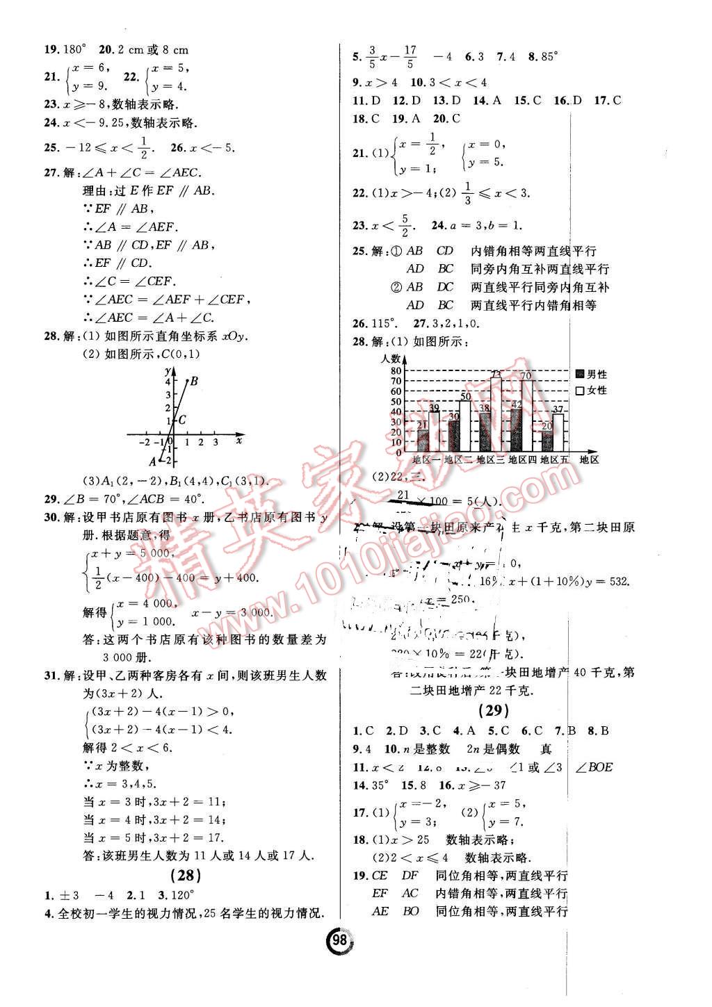 2016年誠成教育學(xué)業(yè)評價(jià)七年級數(shù)學(xué)下冊人教版 第10頁