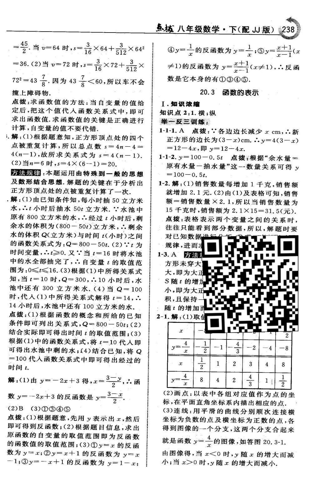 2016年特高级教师点拨八年级数学下册冀教版 第二十章  函数第22页