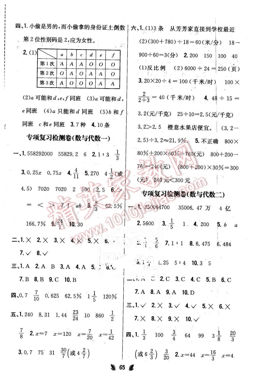 2016年小學(xué)教材完全考卷六年級數(shù)學(xué)下冊冀教版 第5頁