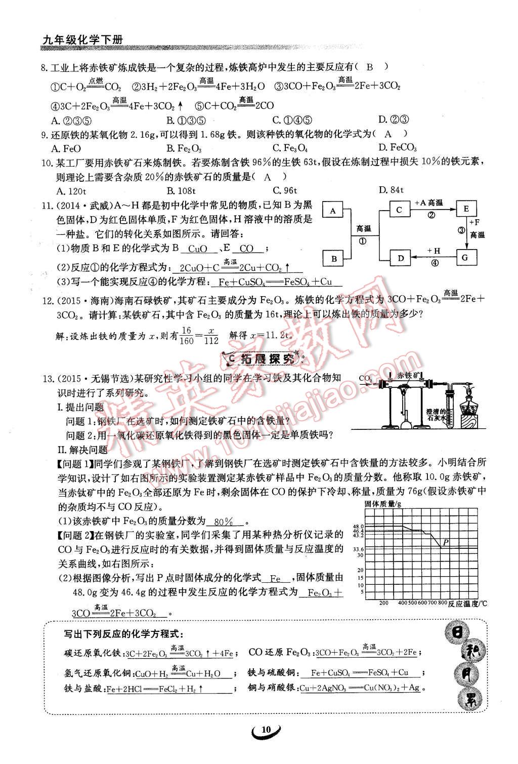 2016年思维新观察九年级化学下册人教版 第10页