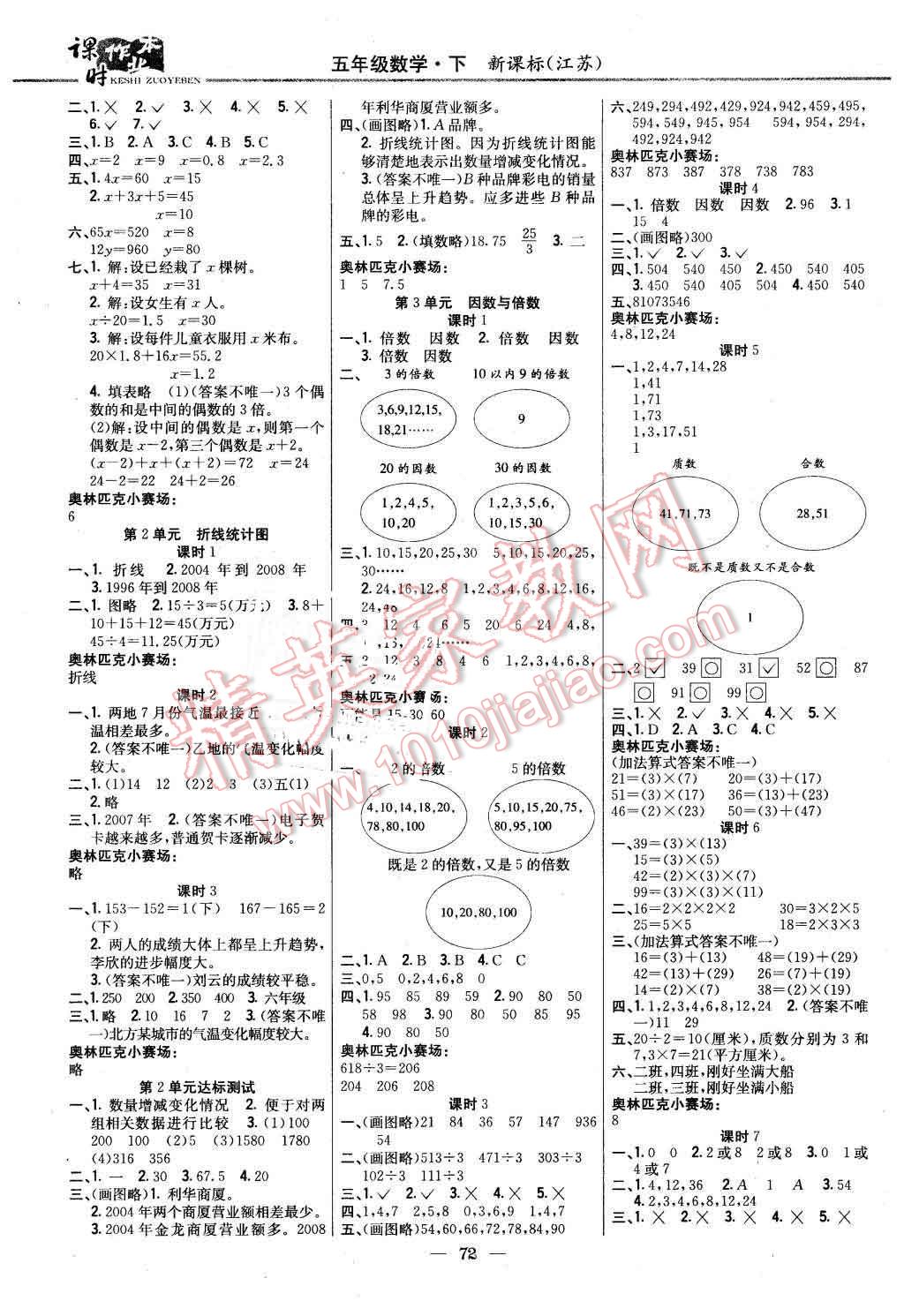 2016年課時作業(yè)本五年級數(shù)學下冊江蘇版 第2頁