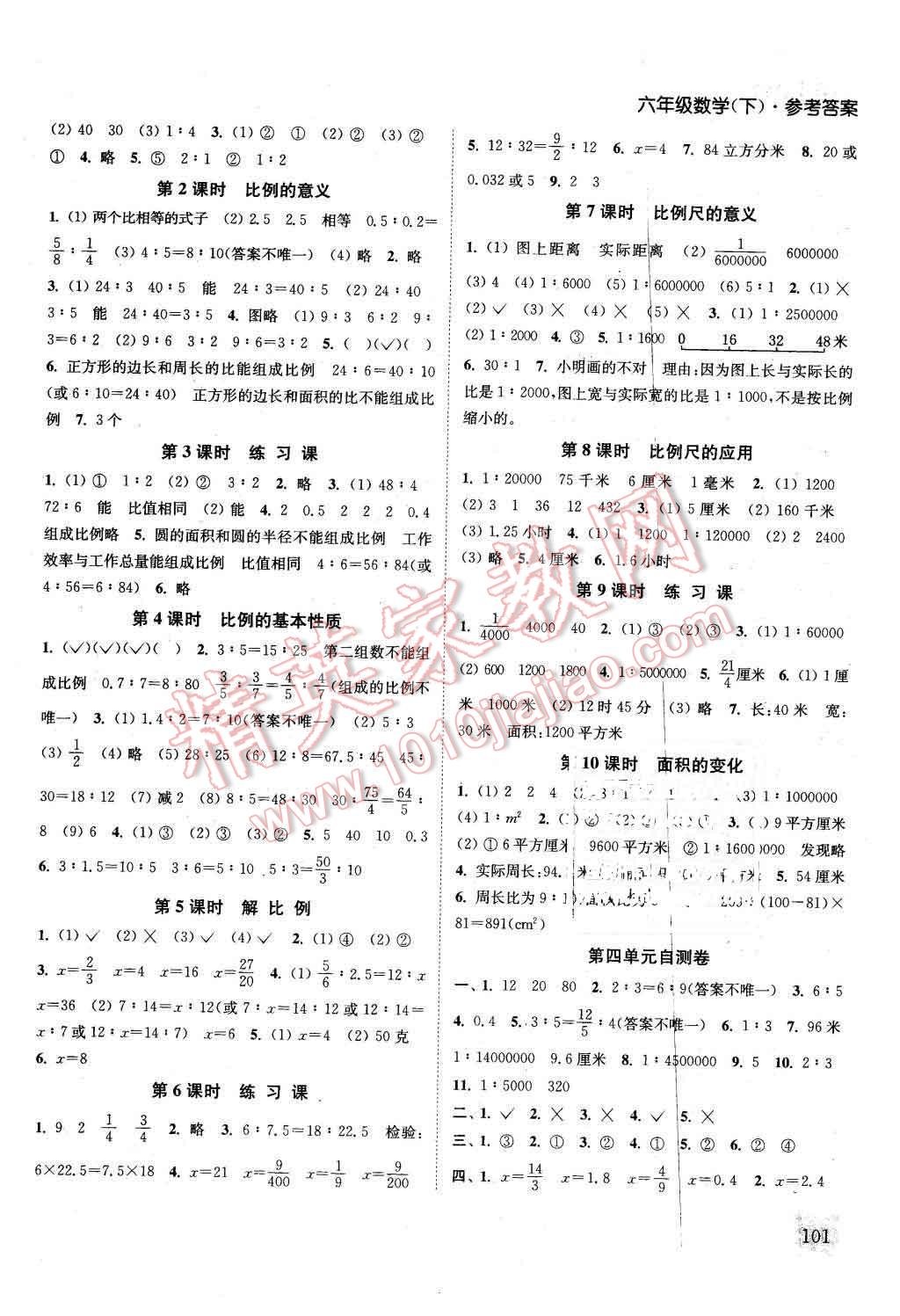 2016年通城學典課時作業(yè)本六年級數(shù)學下冊江蘇版 第3頁