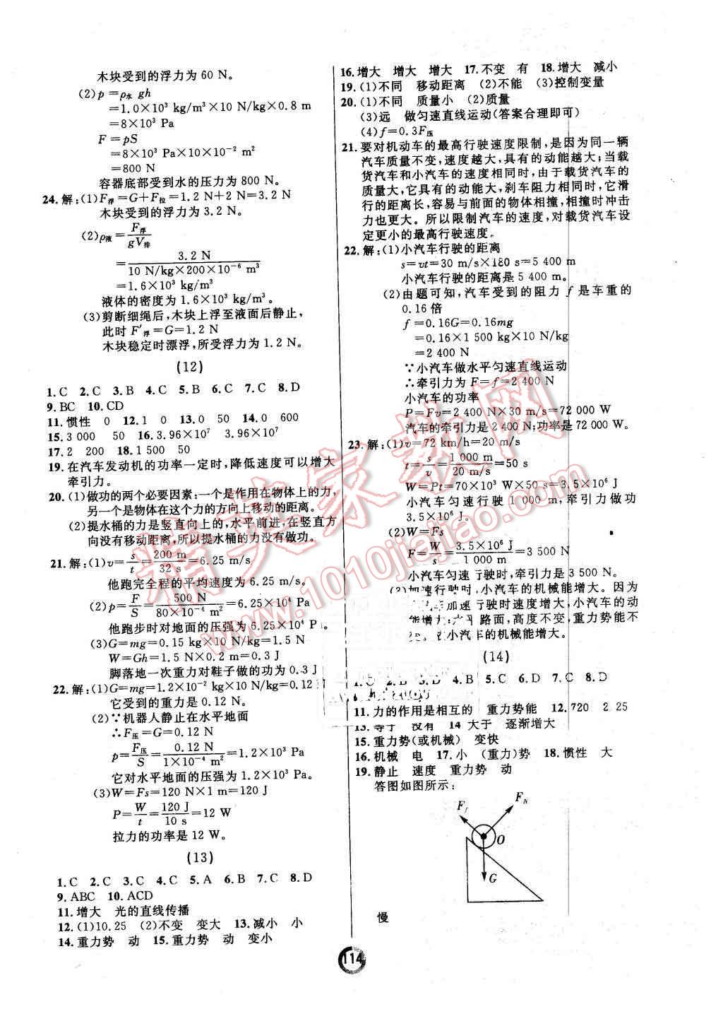 2016年誠(chéng)成教育學(xué)業(yè)評(píng)價(jià)八年級(jí)物理下冊(cè)人教版 第6頁(yè)