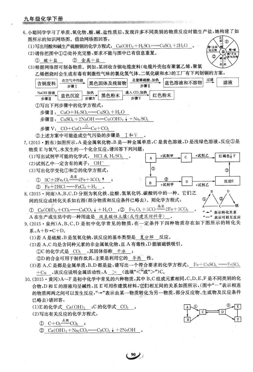 2016年思维新观察九年级化学下册人教版 第十一单元  盐    化肥第124页