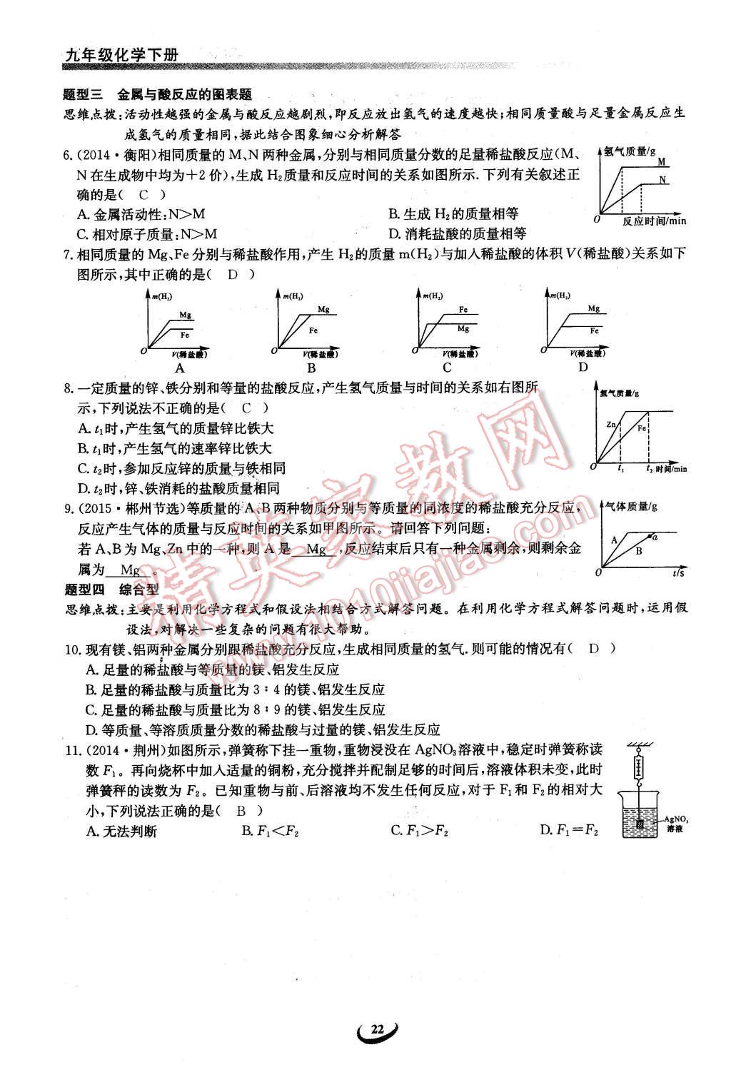 2016年思维新观察九年级化学下册人教版 第22页