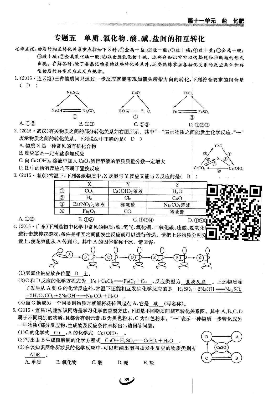 2016年思维新观察九年级化学下册人教版 第十一单元  盐    化肥第123页