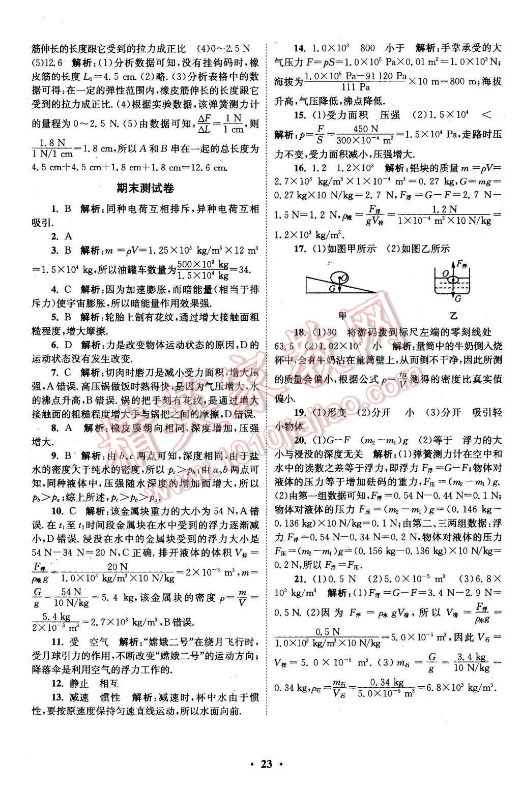 2016年初中物理小題狂做八年級(jí)下冊(cè)蘇科版基礎(chǔ)版 第23頁(yè)