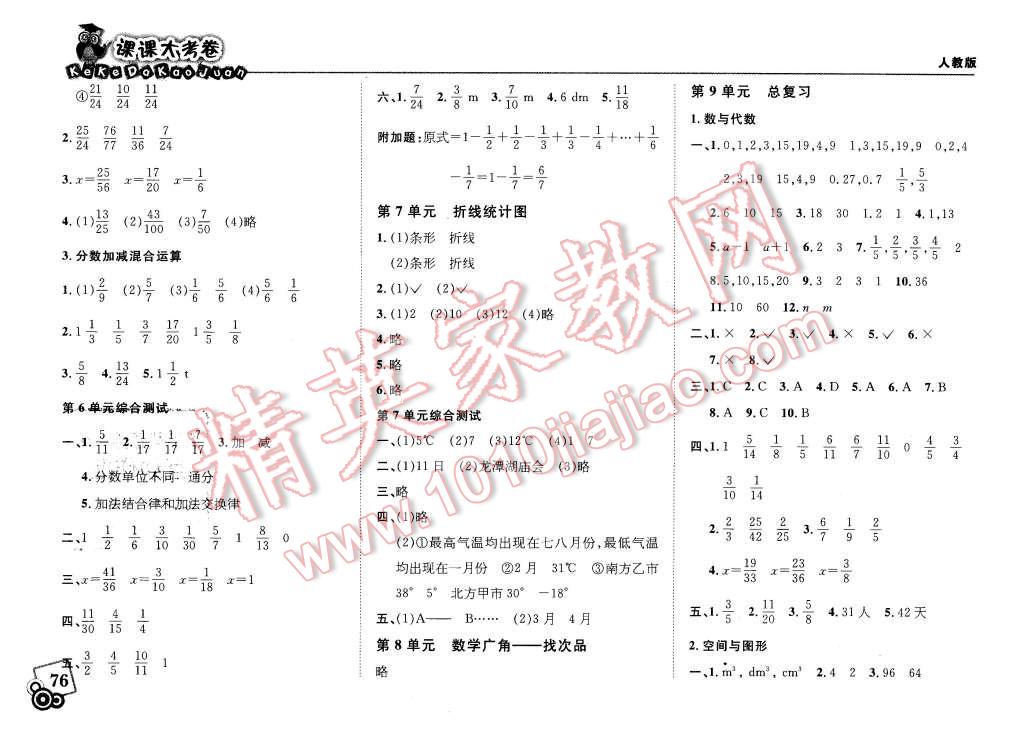 2016年北大綠卡課課大考卷五年級數(shù)學下冊 第6頁