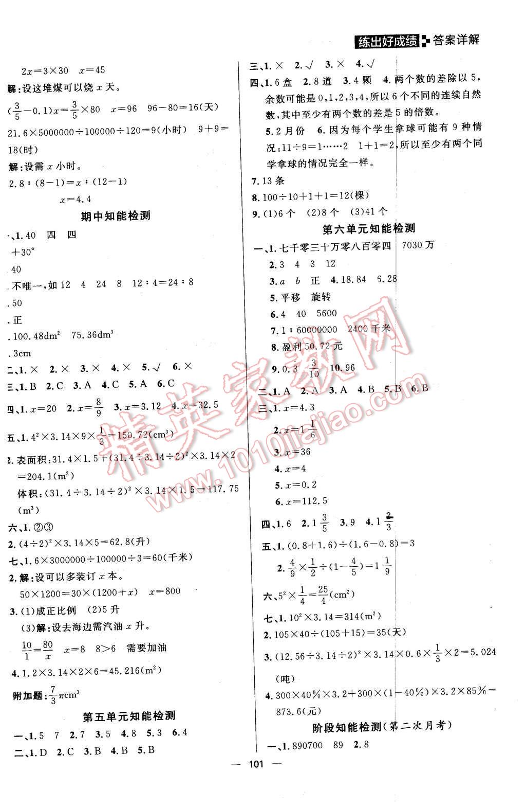 2016年练出好成绩六年级数学下册人教版 第13页