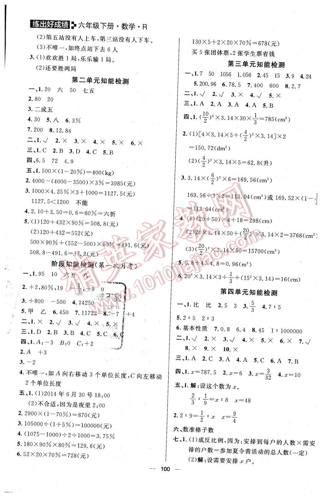 2016年练出好成绩六年级数学下册人教版 第12页