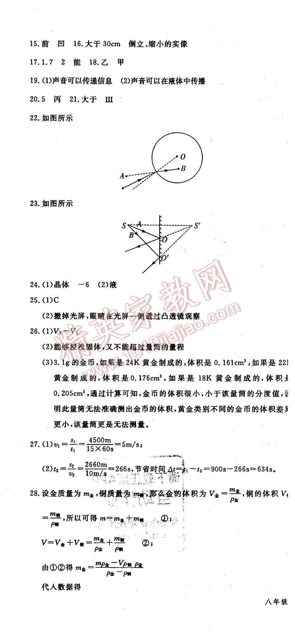 2016年時(shí)習(xí)之期末加寒假八年級(jí)物理人教版 第22頁