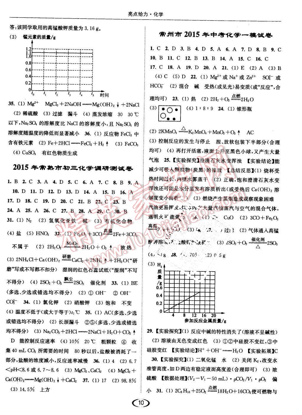 2016年亮點(diǎn)給力提優(yōu)課時(shí)作業(yè)本九年級(jí)化學(xué)下冊(cè)滬教版 第10頁(yè)