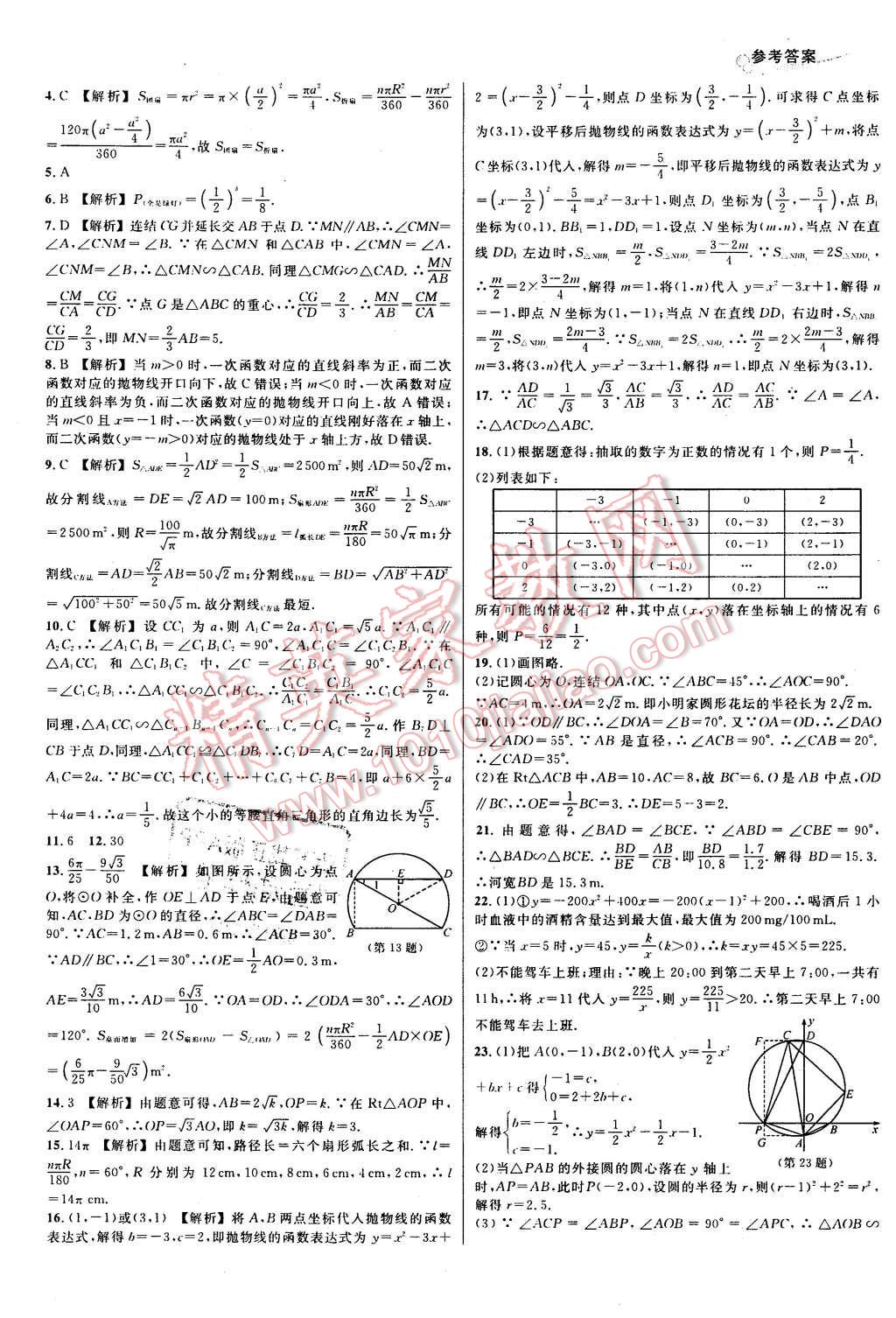 2015年各地期末名卷精選九年級數(shù)學全一冊 第16頁