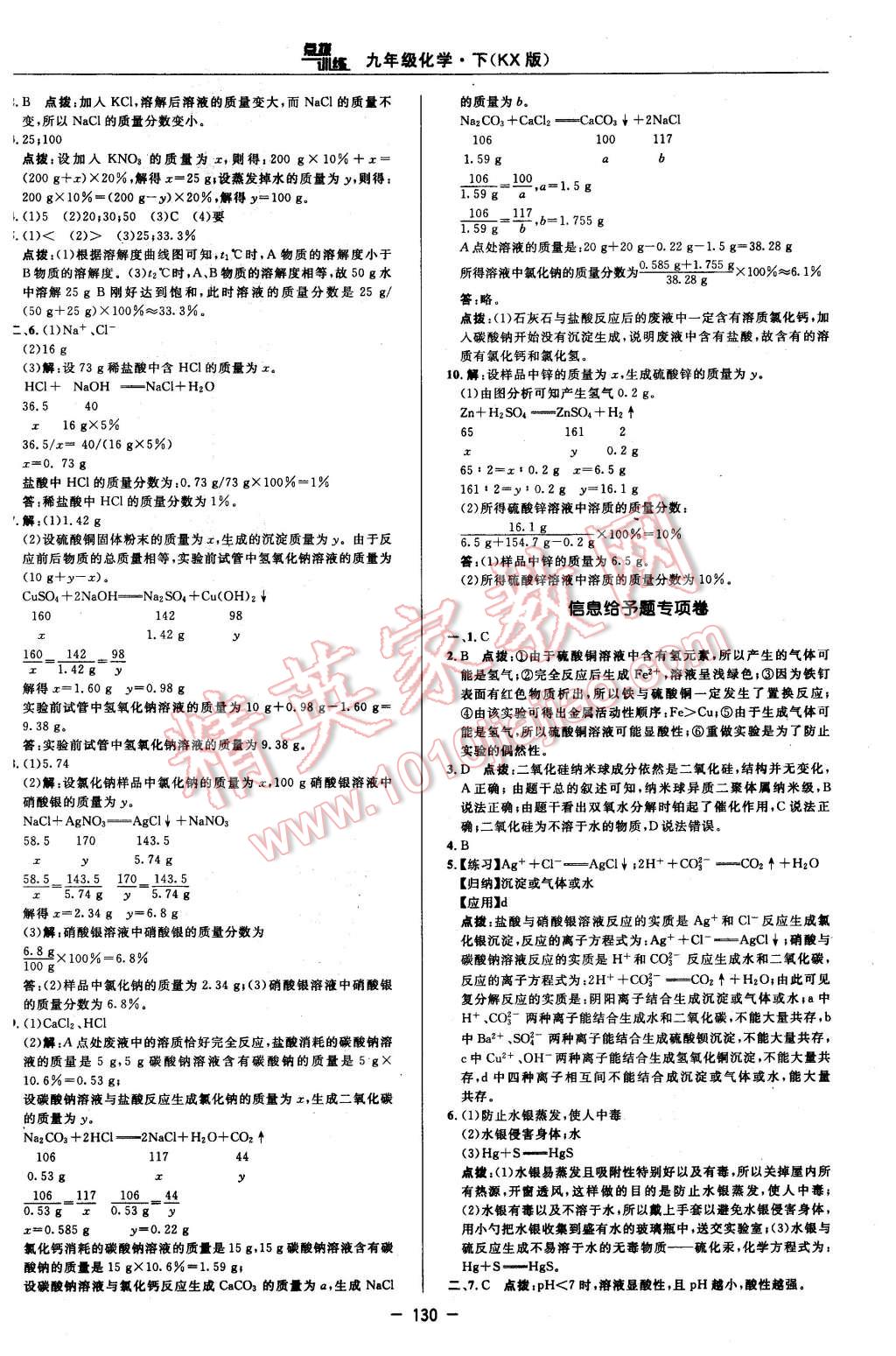 2016年点拨训练九年级化学下册科学版 第8页